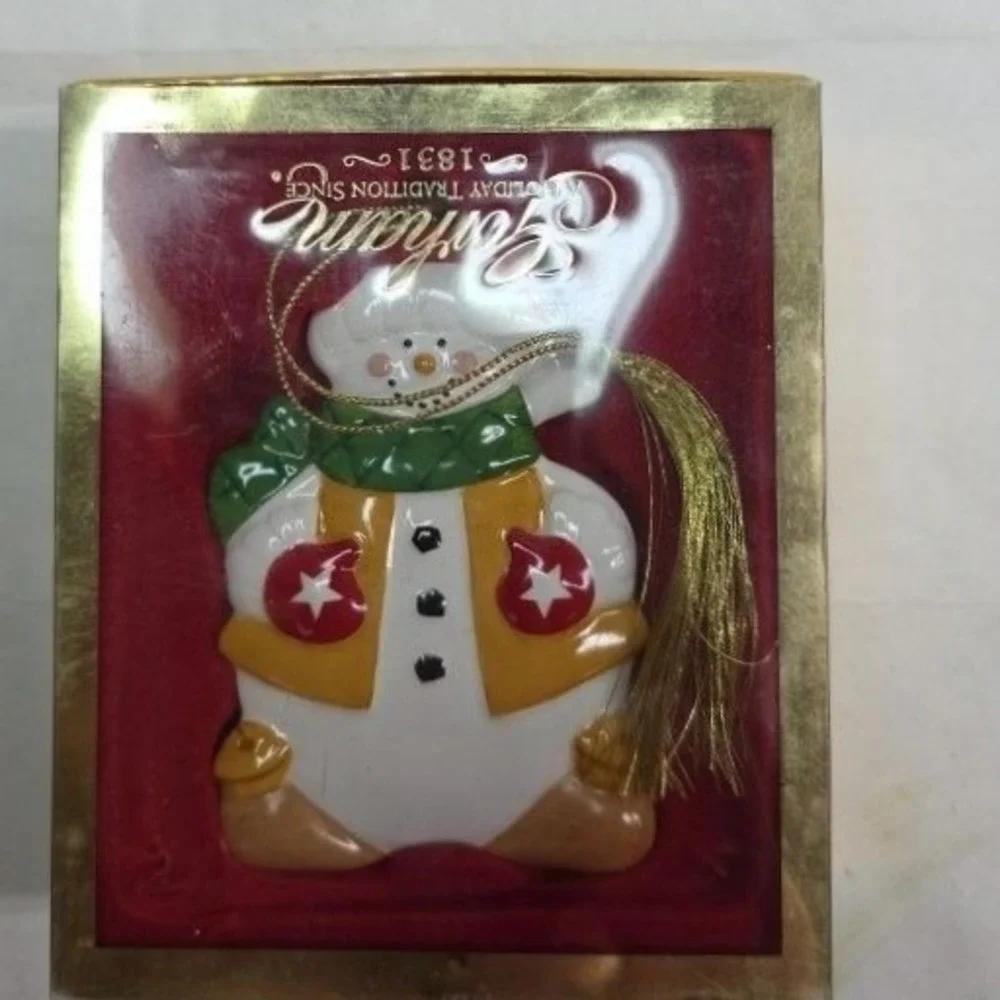 Gorham‎ Snowman Ornament With Bells & Gold Cord #6144364